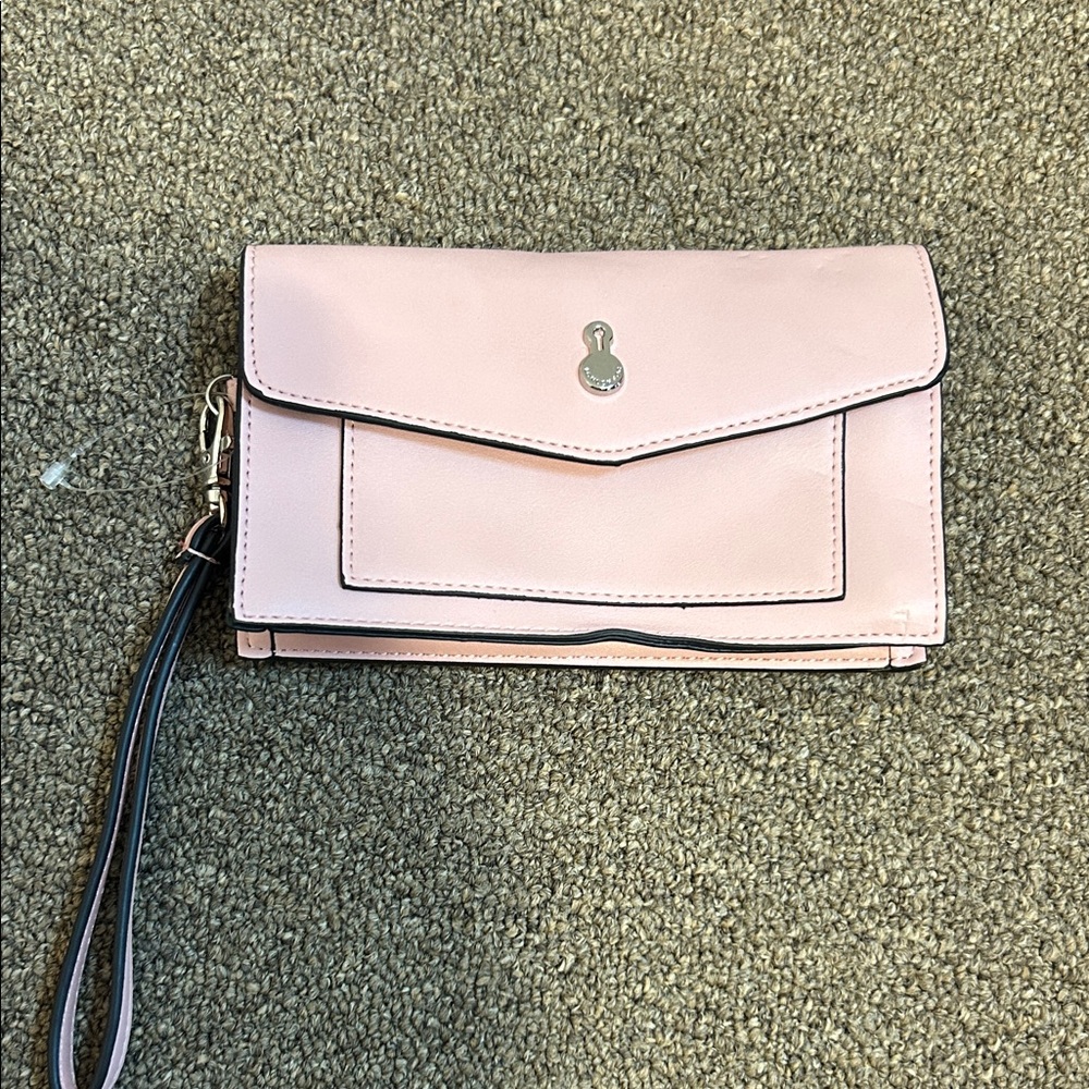 London Fog Blush Pink Envelope Wristlet Clutch